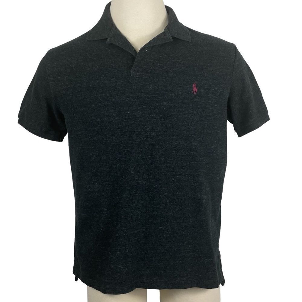 Men's Polo Ralph Lauren Black Heather Custom-Slim Fit 100% Cotton Polo XL - Picture 3 of 6